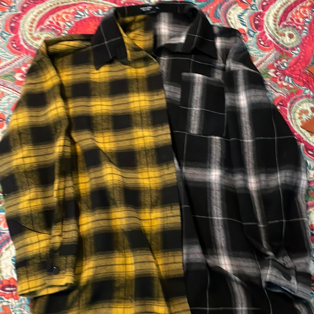 SHEIN N Curve log sleeve flannel shirt
